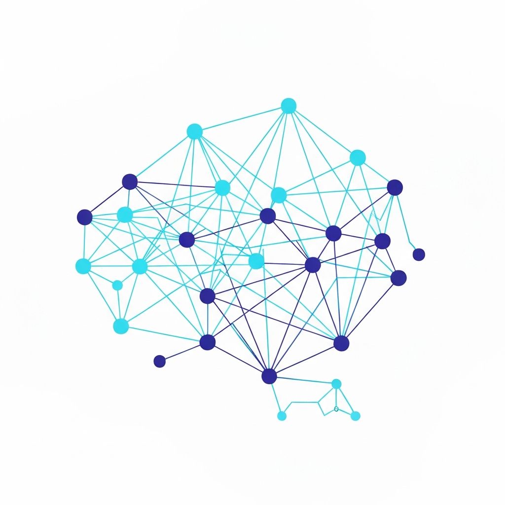 Scientific research visualization with interconnected nodes