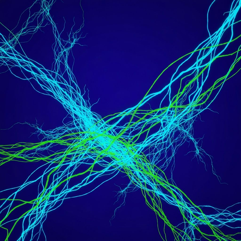 Neural network visualization showing interconnected pathways
